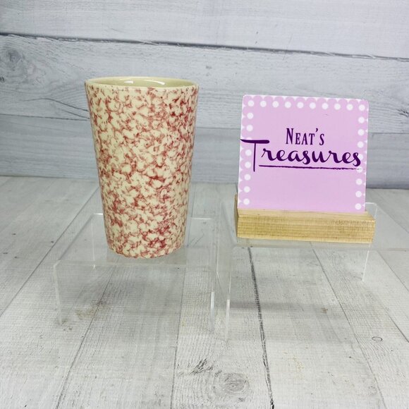 Roseville The Workshop of Gerald Henn ROSE SPONGE Red Spongeware 12 oz Tumbler - Picture 1 of 14